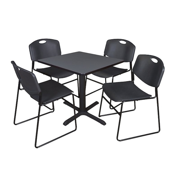 Cain Cain Square Table & Chair Set, Wood, Metal, Polypropylene Top TB3030GY44BK - main